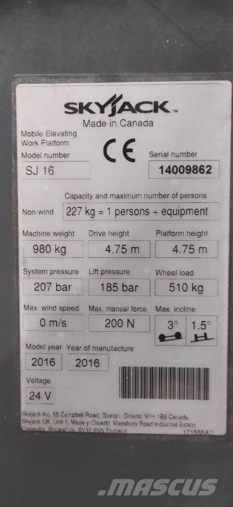 SkyJack SJ 16 Podnośniki masztowe