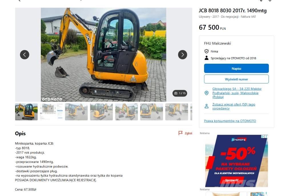 JCB 8030 Minikoparki