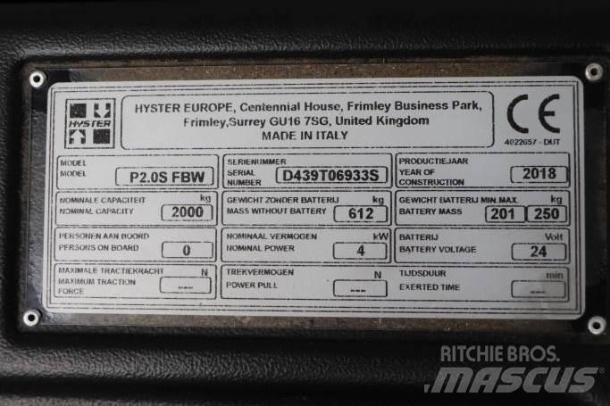 Hyster P2.0S Wózki widłowe unoszące