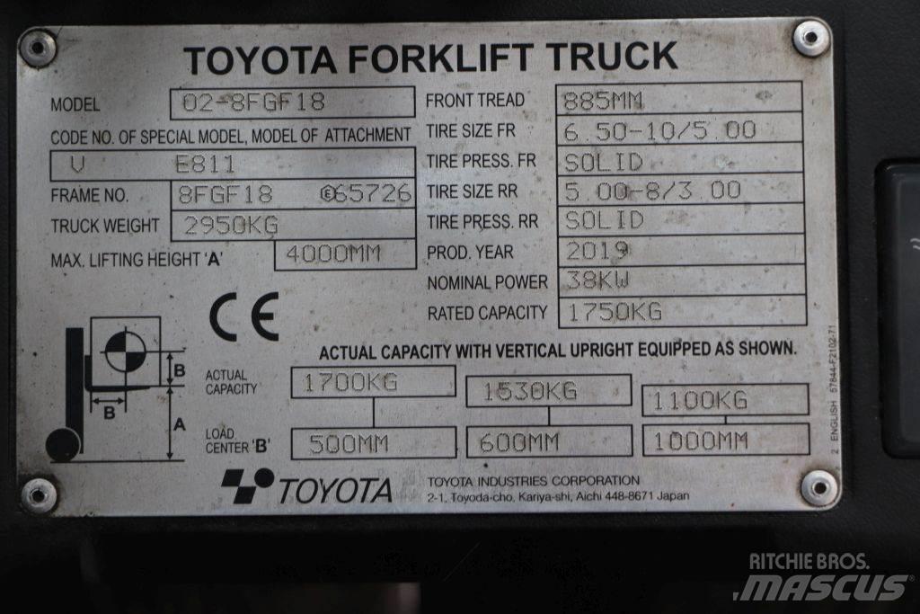 Toyota 02-8FGF18 Wózki LPG