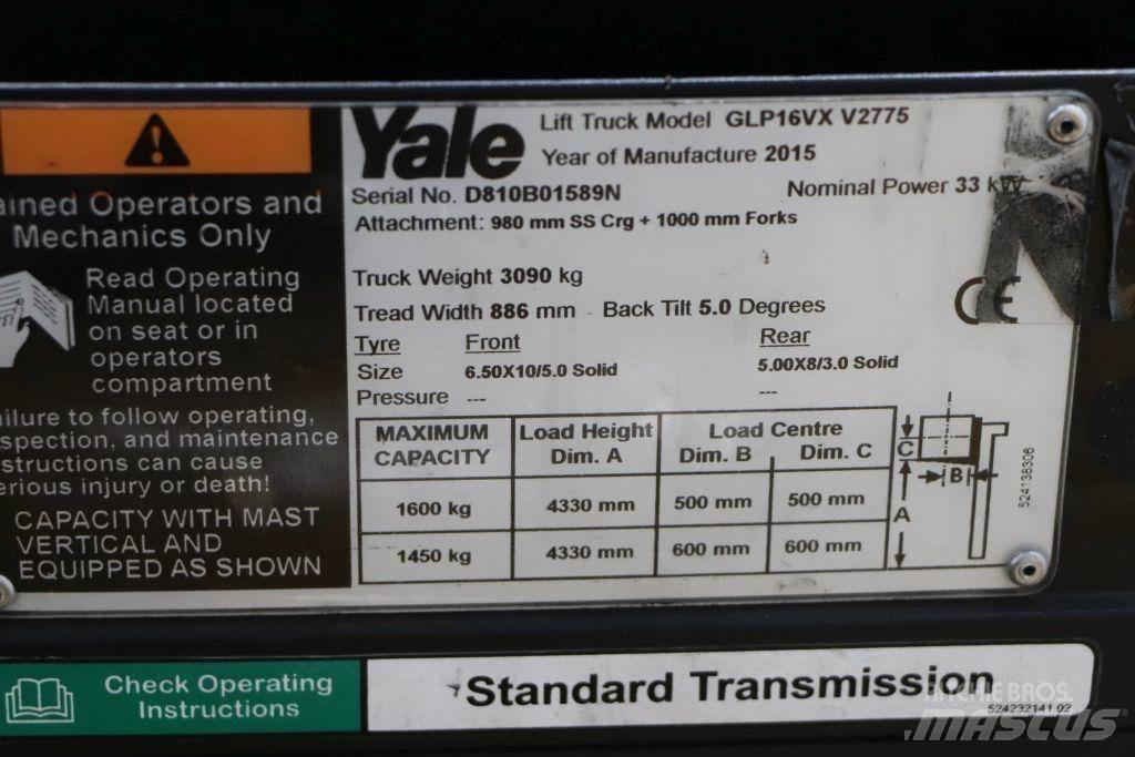Yale GLP16VX Wózki LPG