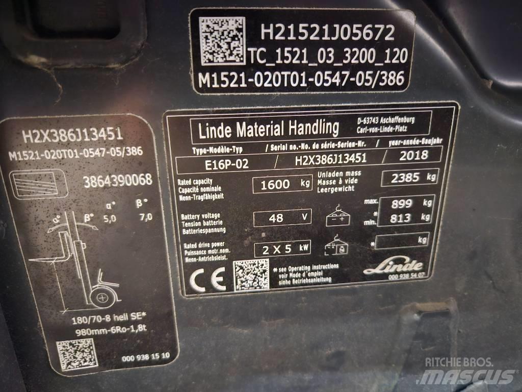 Linde E16P Wózki elektryczne