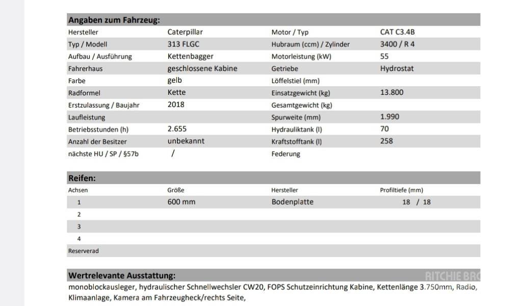 CAT 313 F LGC Koparki gąsienicowe