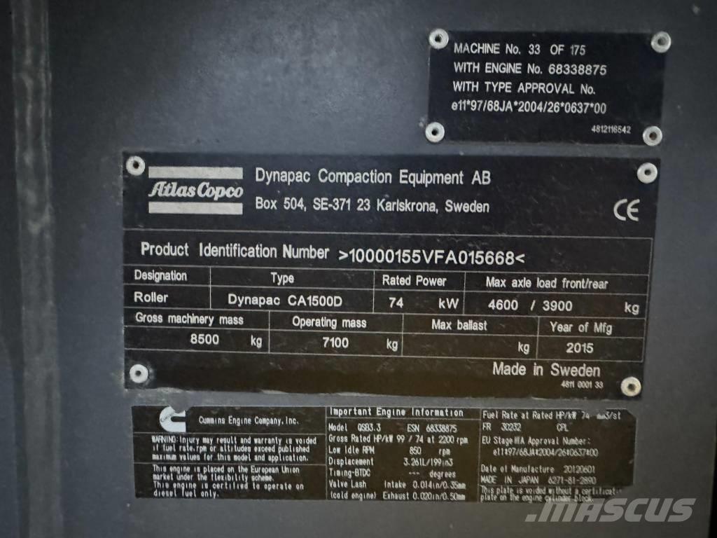 Dynapack CA1500D Walce jednobębnowe