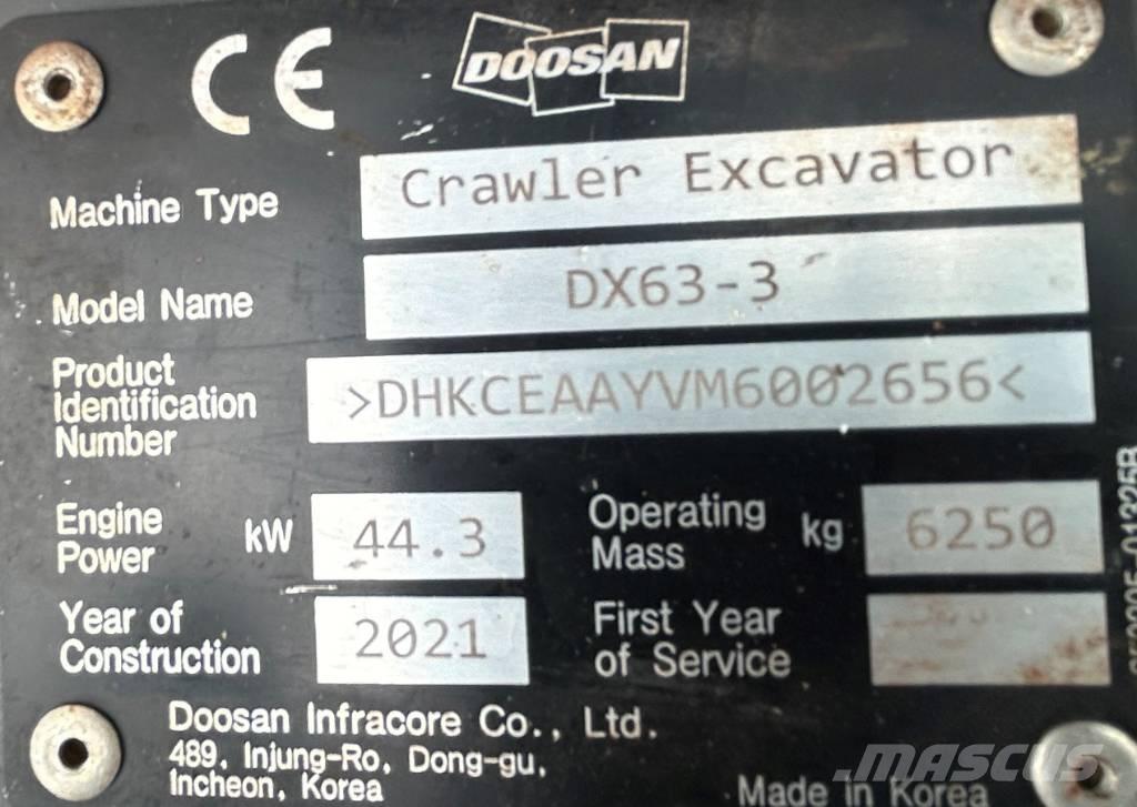 Doosan DX63-3 Koparki gąsienicowe