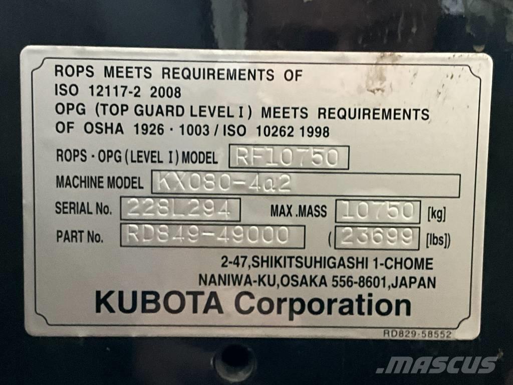 Kubota KX 080-4 A 2 Kabiny i wnętrze