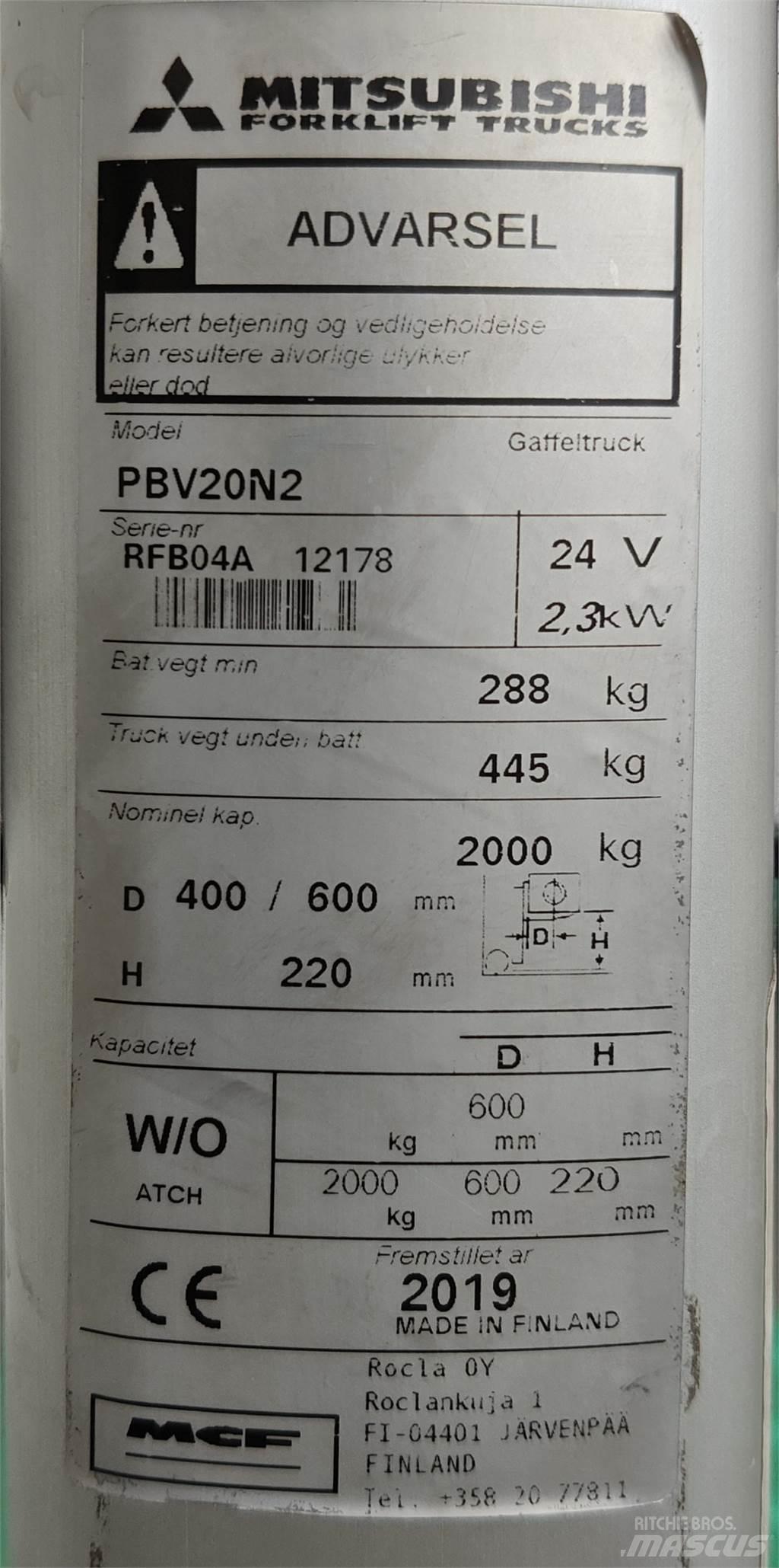 Mitsubishi PBV20N2 Wózki widłowe inne