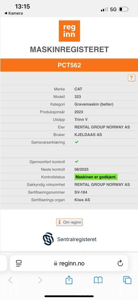 CAT 323 SLR Koparki z długim ramieniem
