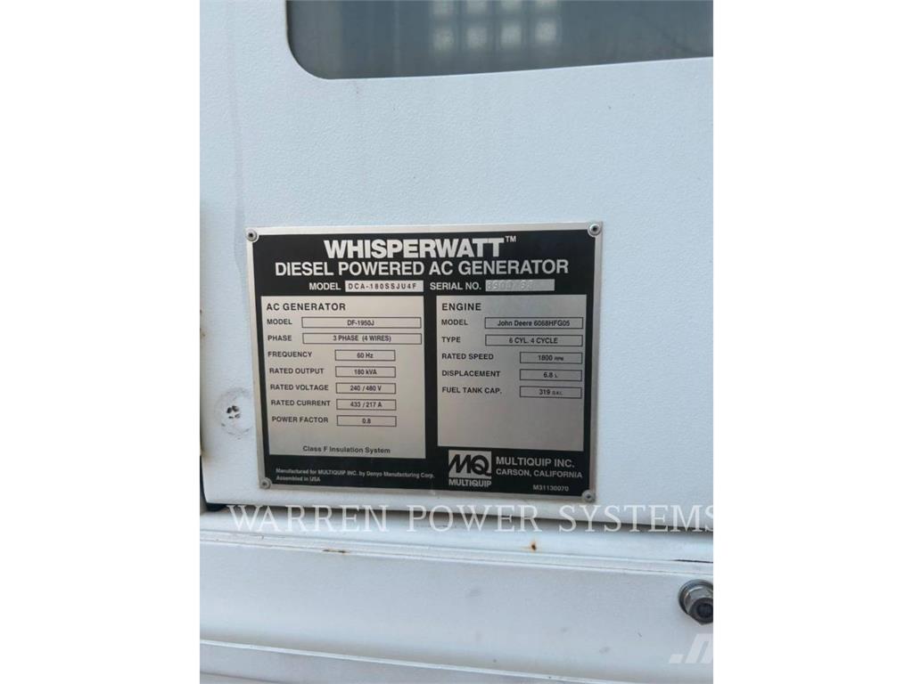 MultiQuip MQ180 T4F Agregaty prądotwórcze inne