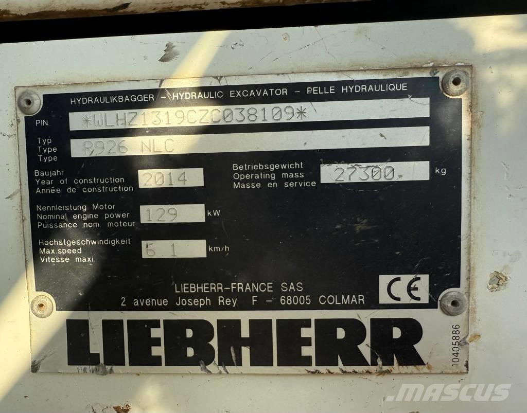 Liebherr R 926 Koparki gąsienicowe