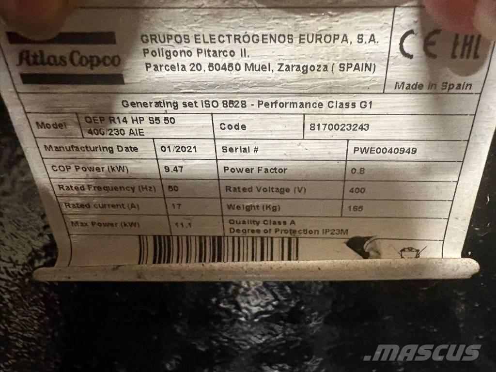 Atlas Copco QEP R 14 Agregaty prądotwórcze benzynowe