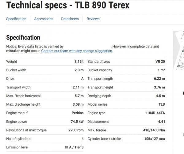 Terex TLB 890 Koparko-ładowarki