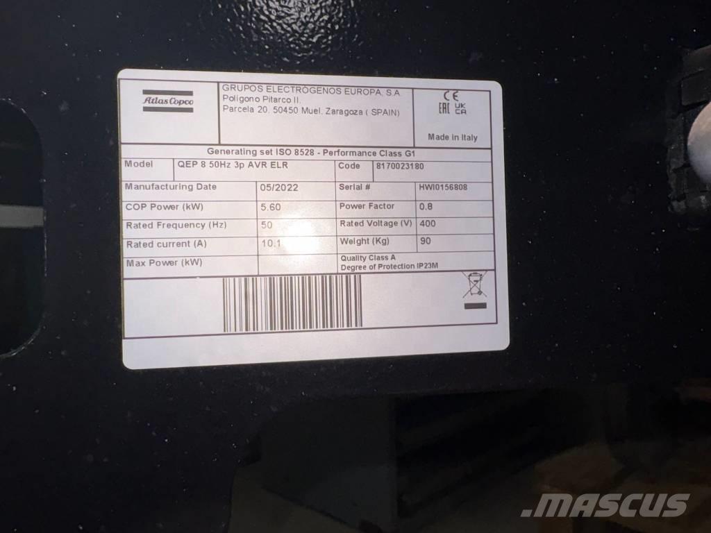 Atlas Copco QEP 8 Agregaty prądotwórcze benzynowe