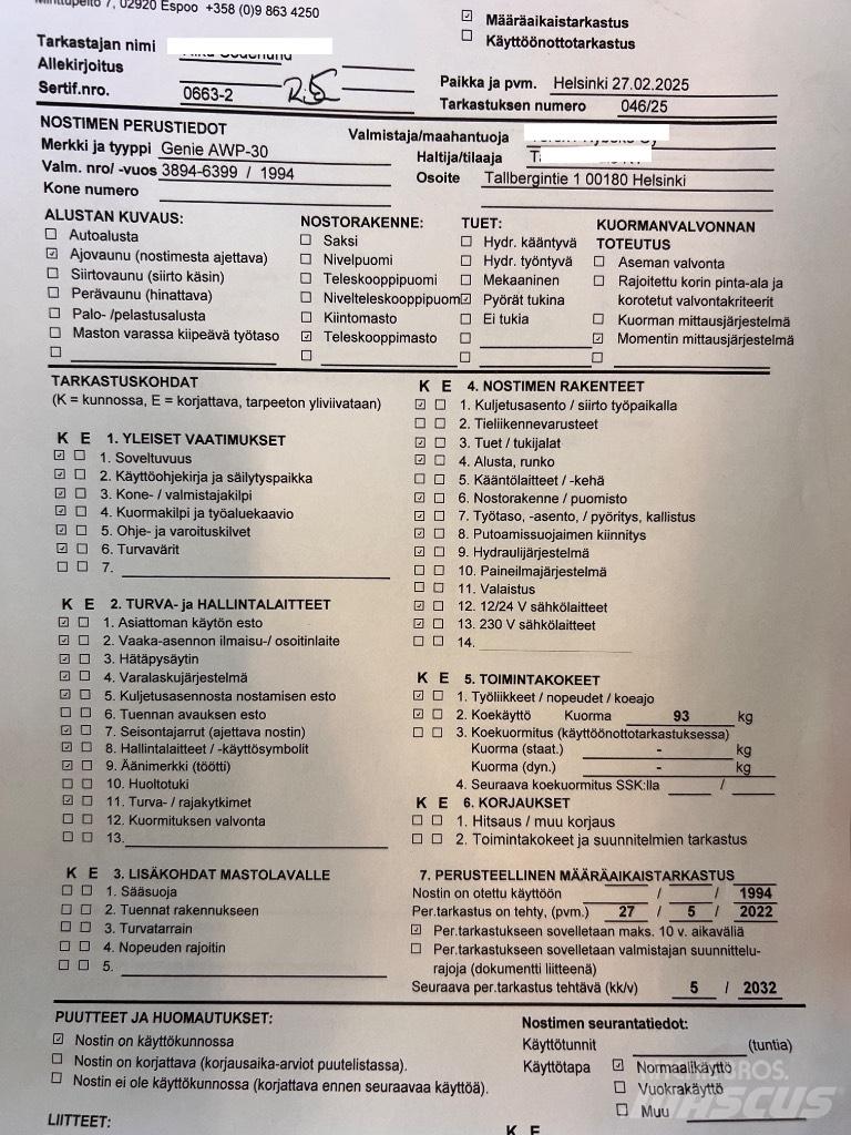 Genie AWP 30 Podnośniki masztowe