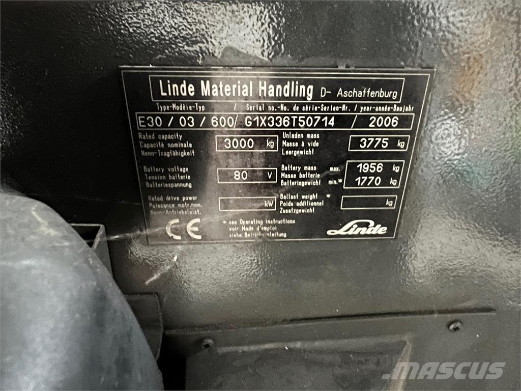 Linde E30 / 03 / 600 Wózki elektryczne