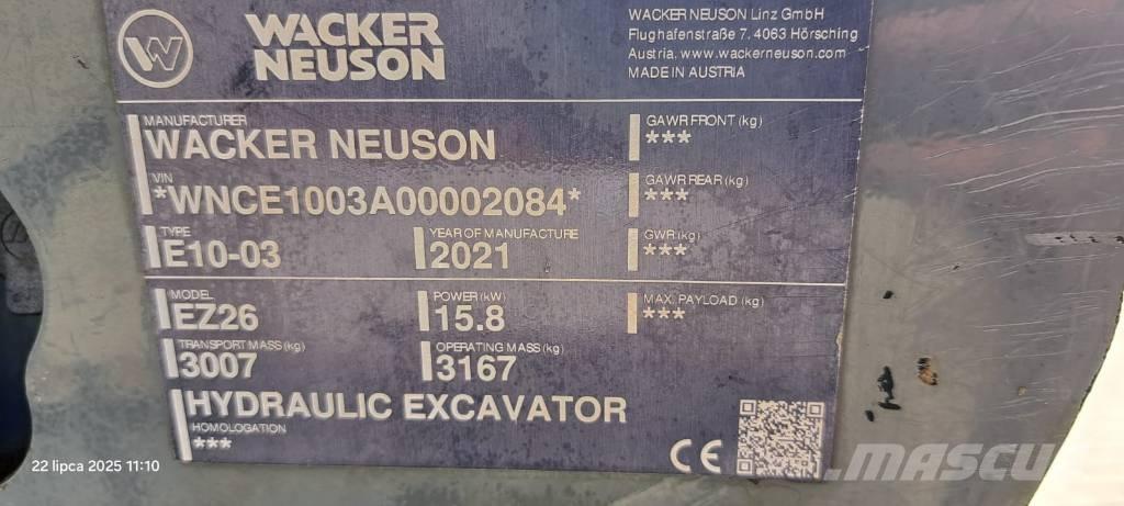 Wacker Neuson EZ 26 Koparki gąsienicowe