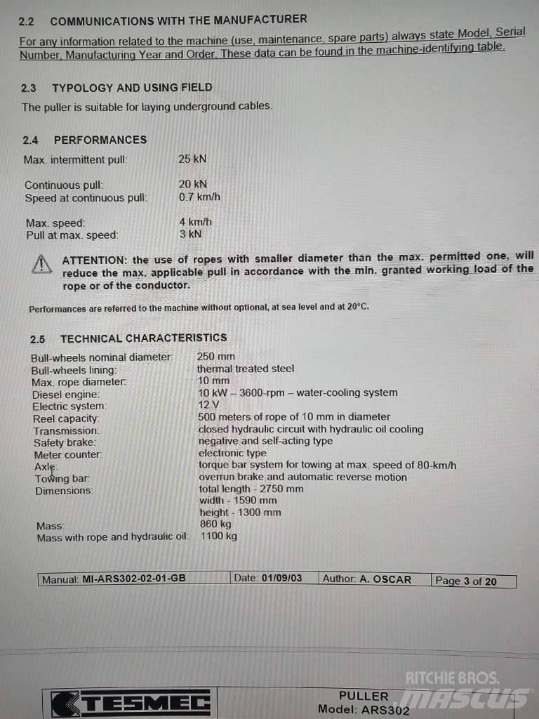 Tesmec ARS 302 Maszyny budowlane - Inne