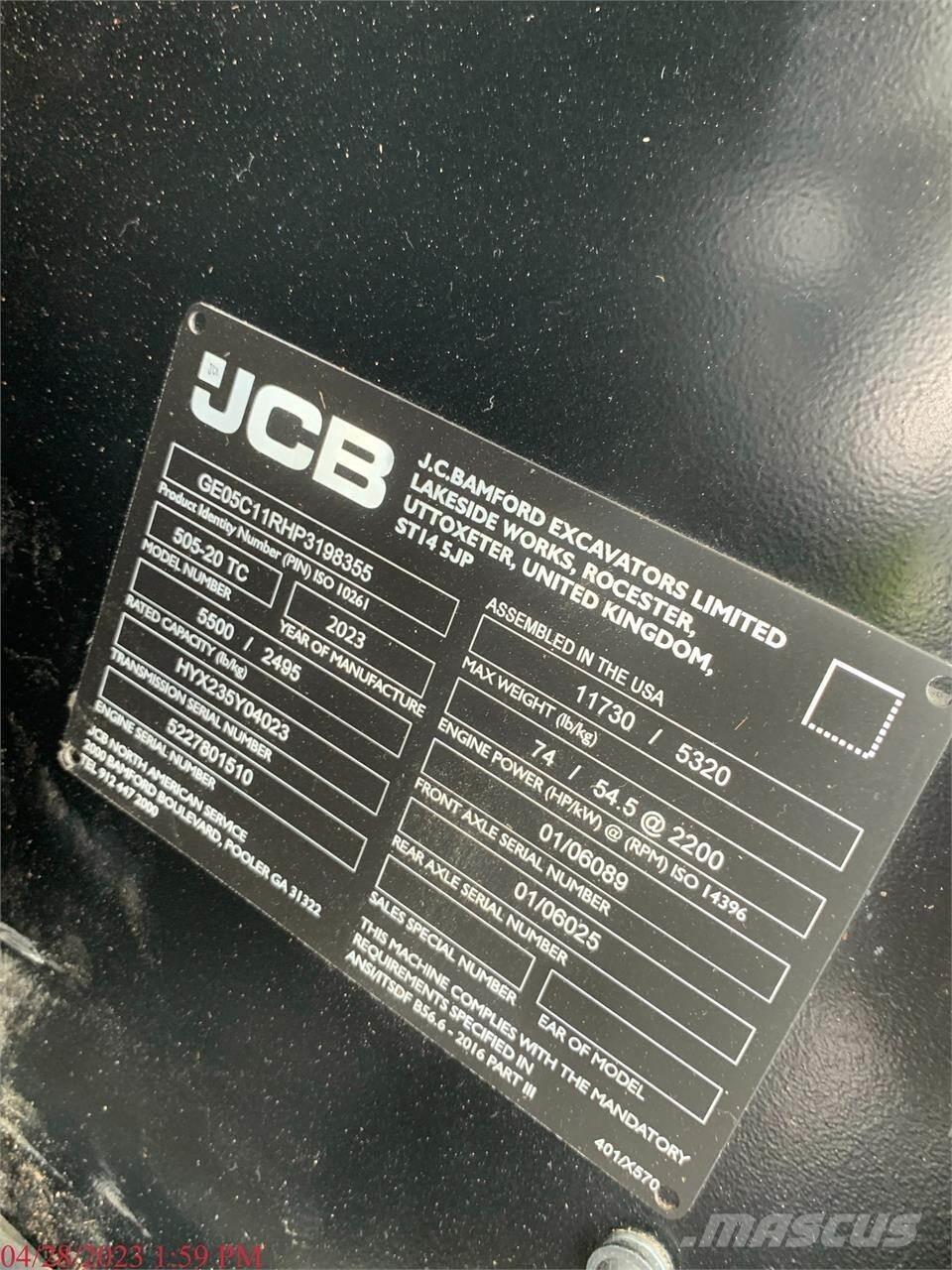 JCB 505-20TC Ładowarki teleskopowe
