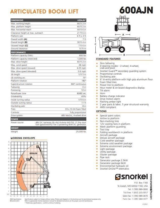 Snorkel 600AJN Podnośniki przegubowe