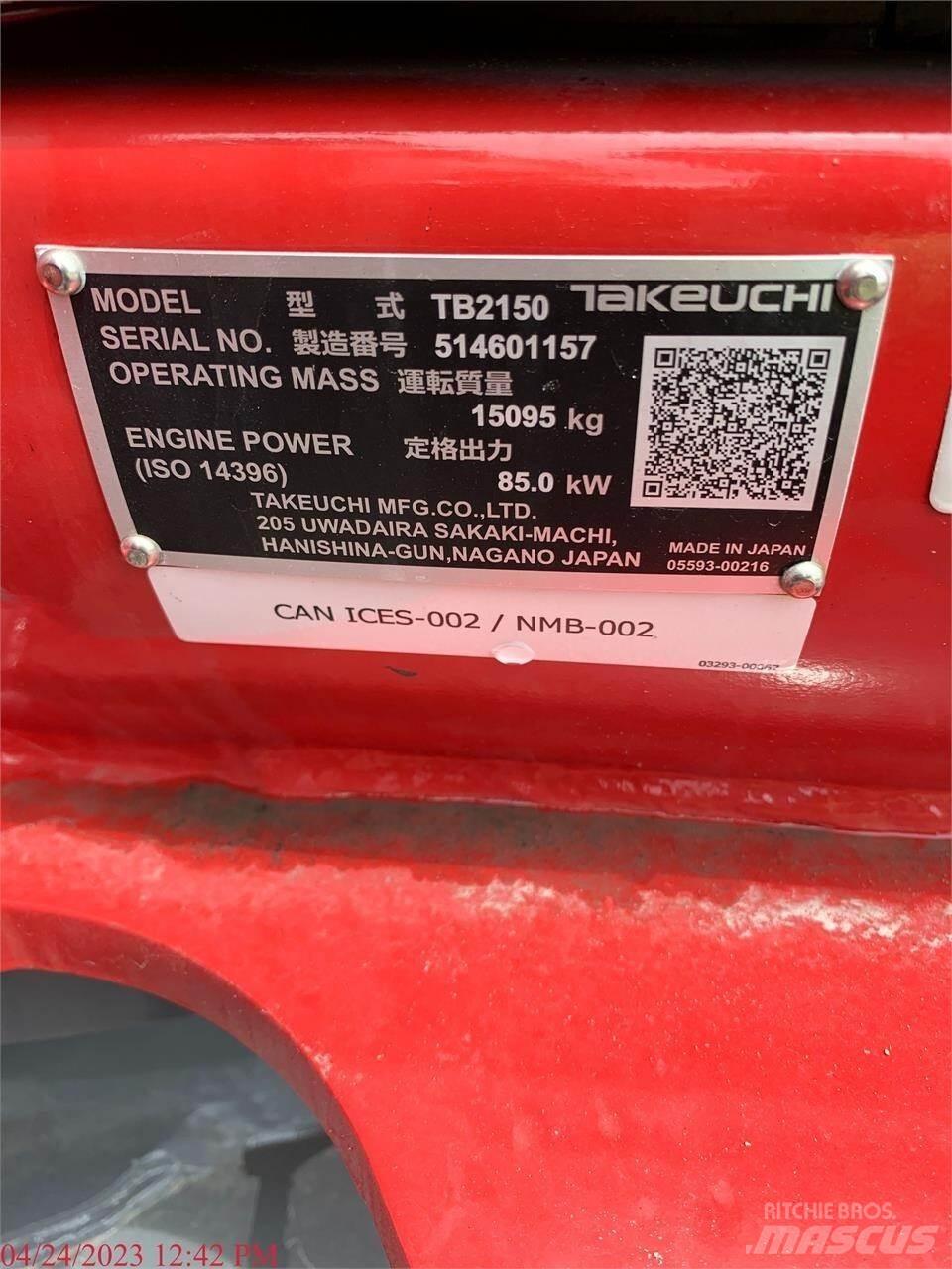 Takeuchi TB2150 Koparki gąsienicowe