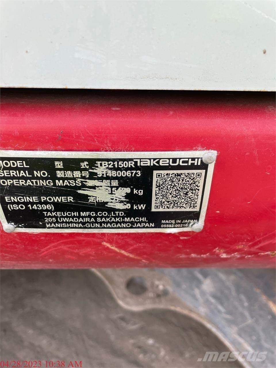 Takeuchi TB2150R Koparki gąsienicowe