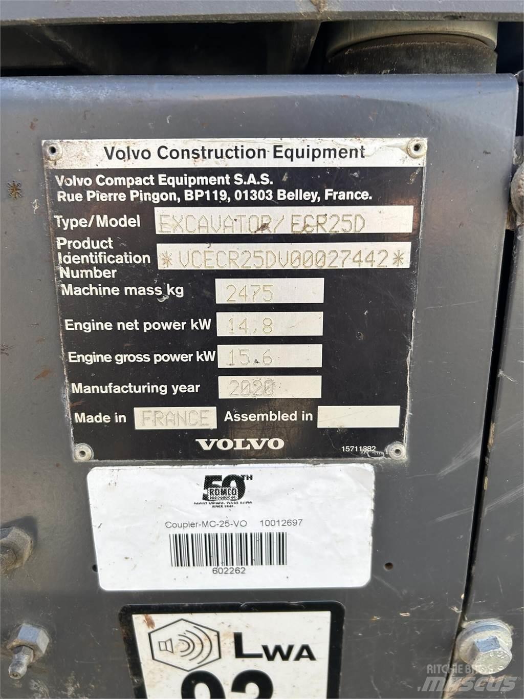 Volvo ECR25D Minikoparki