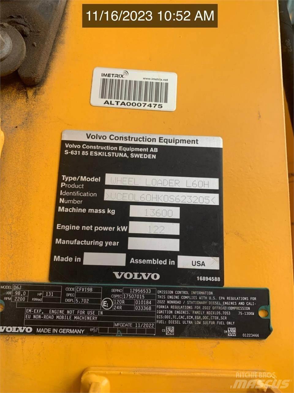 Volvo L60H Ładowarki kołowe