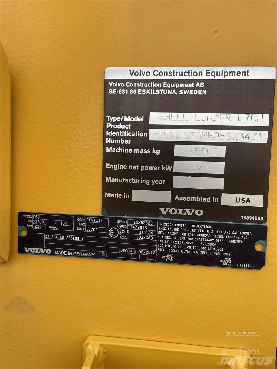 Volvo L70H Ładowarki kołowe