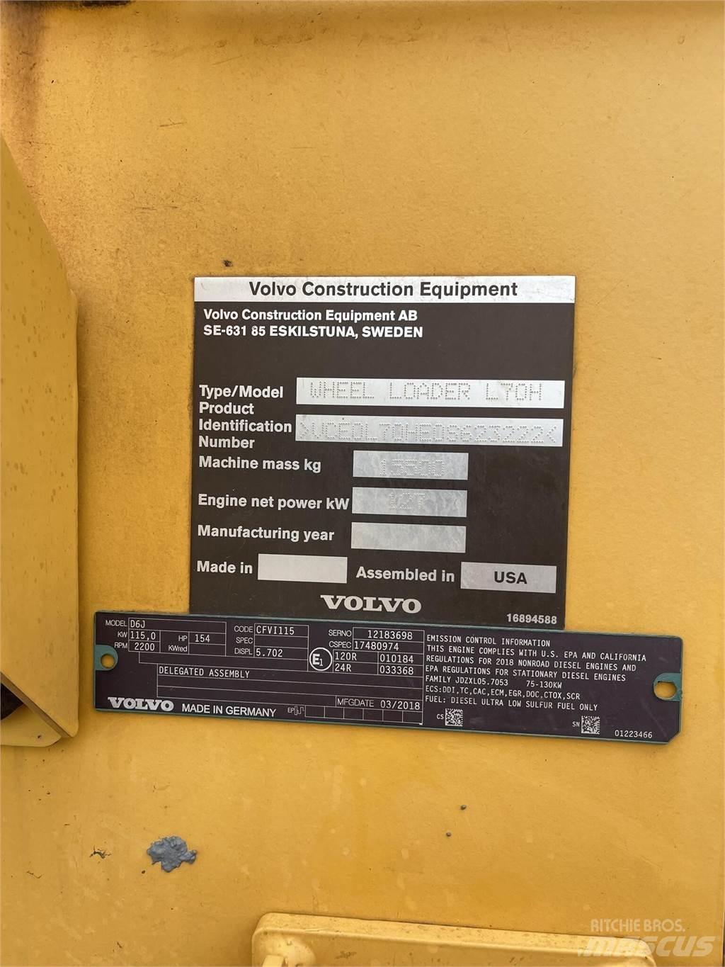 Volvo L70H Ładowarki kołowe