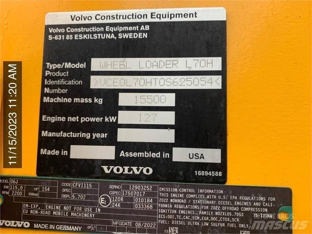 Volvo L70H Ładowarki kołowe