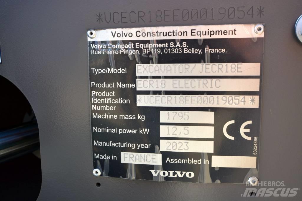 Volvo ECR18 electric Minikoparki