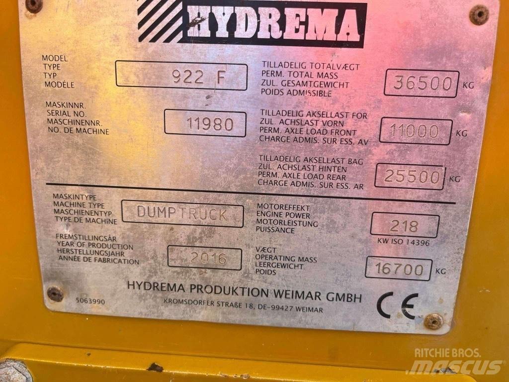 Hydrema 922 F Wozidła kolebkowe