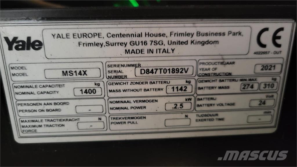 Yale MS14X-IL Samojezdne maszyny do załadunku