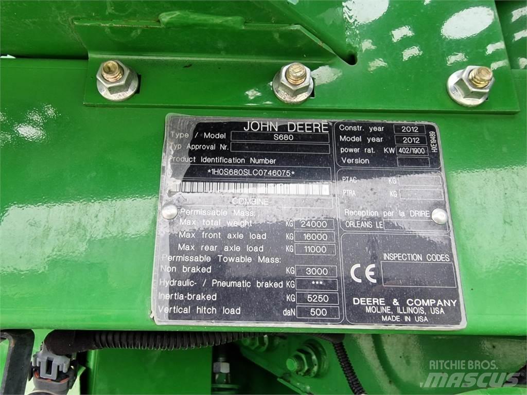 John Deere S680 Kombajny zbożowe