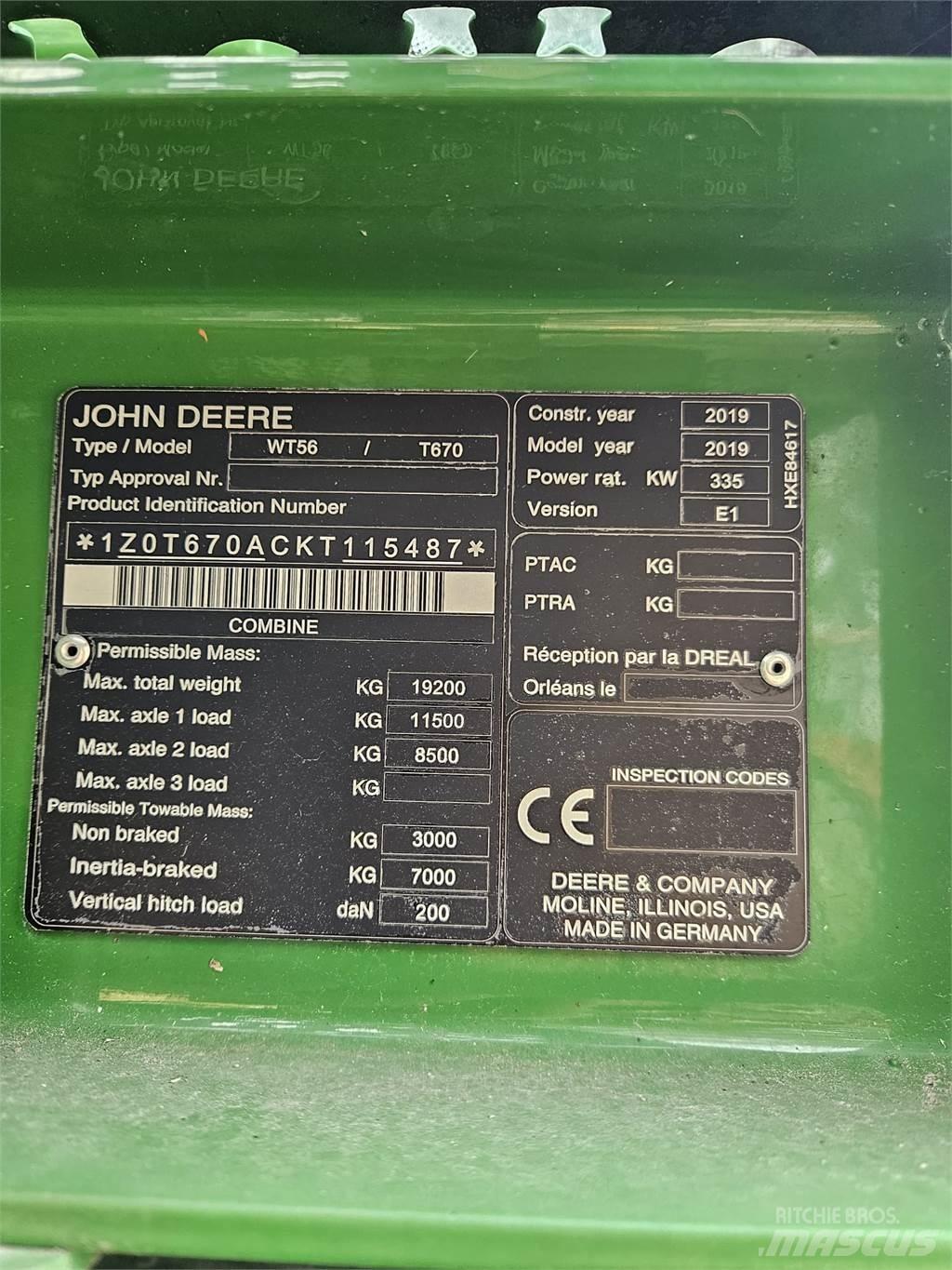John Deere T670i Kombajny zbożowe