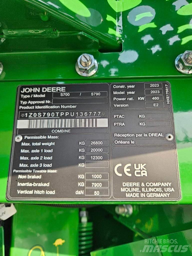 John Deere S790 Kombajny zbożowe