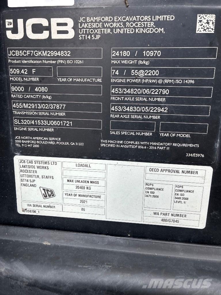 JCB 509-42 Ładowarki teleskopowe