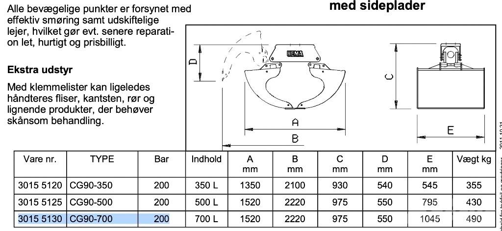 Hema HU90-700 Akcesoria do obsługi załadunku