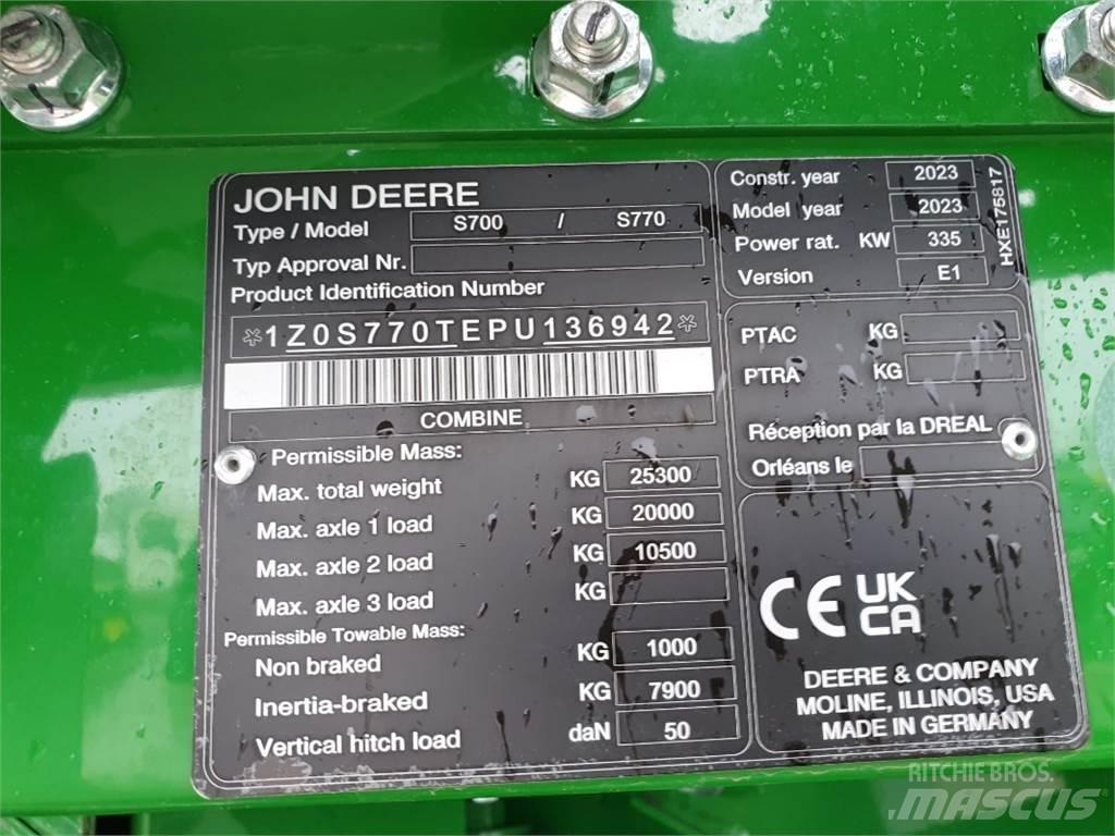 John Deere S770 Kombajny zbożowe