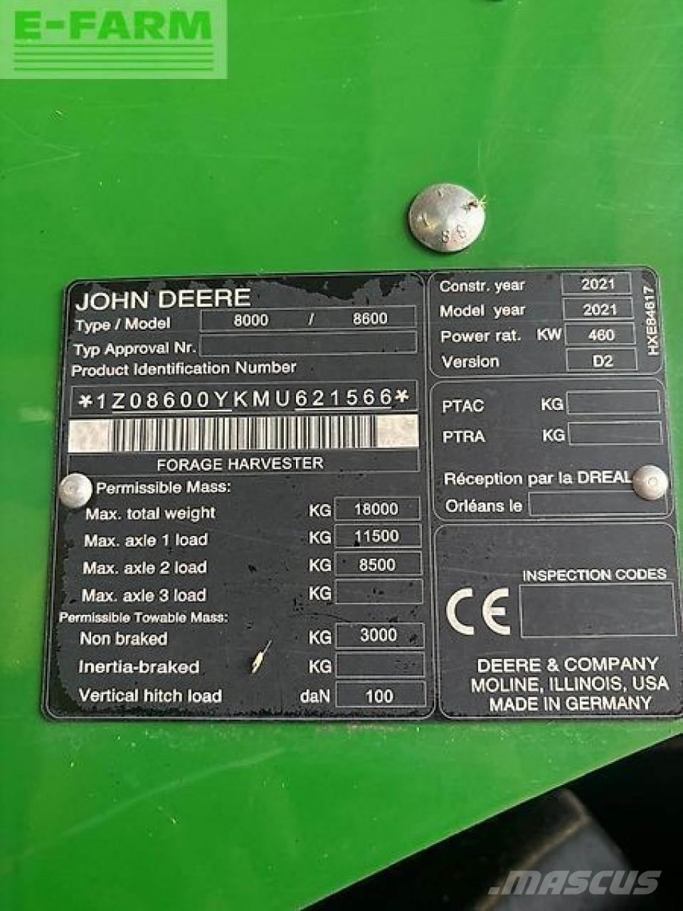 John Deere 8600 Sieczkarnie samojezdne