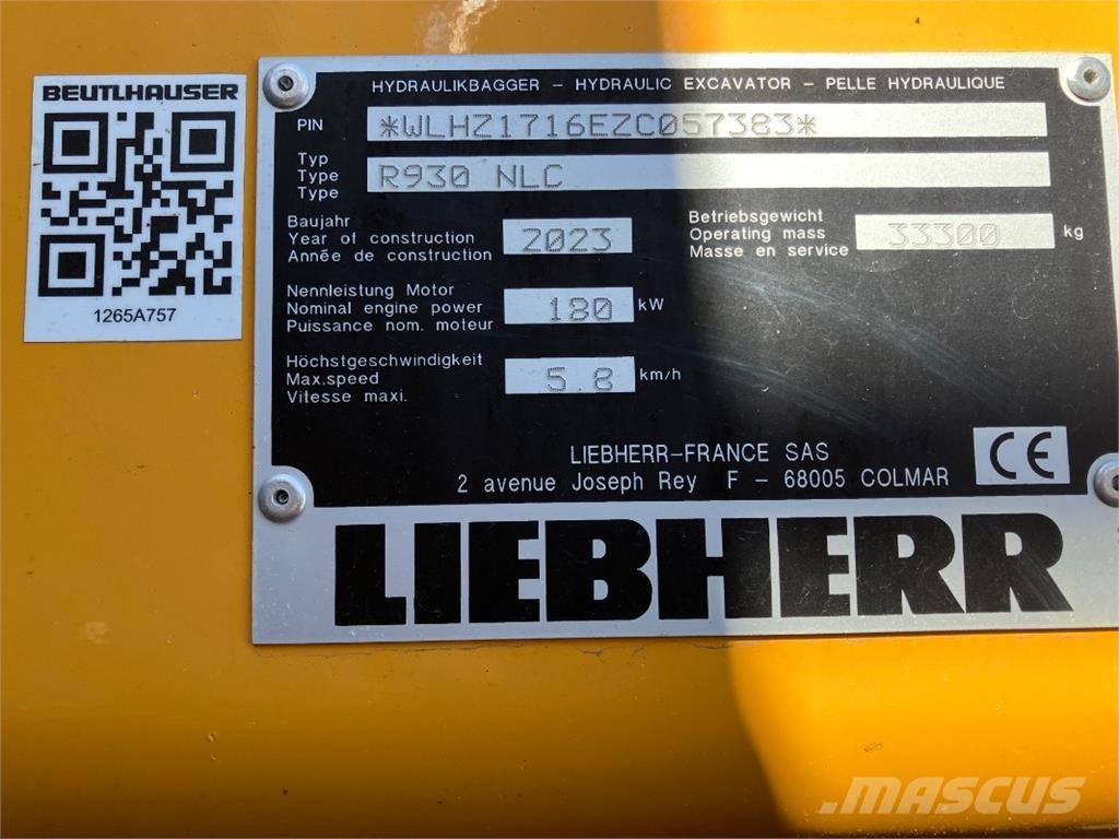Liebherr R930 Koparki gąsienicowe
