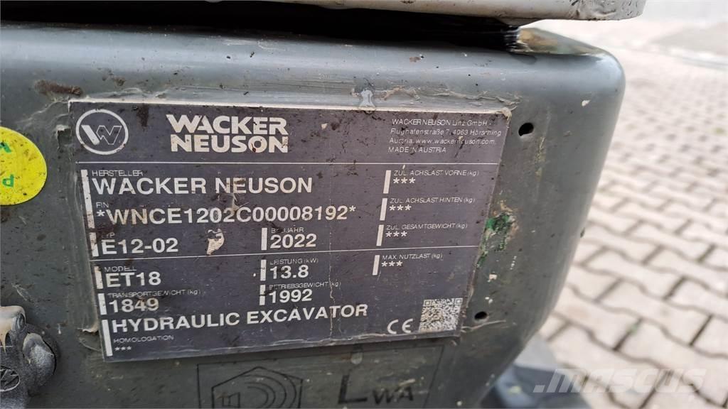 Wacker Neuson ET18 Koparki gąsienicowe