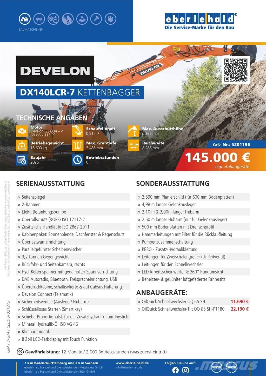 Develon DX140LCR-7 Koparki gąsienicowe