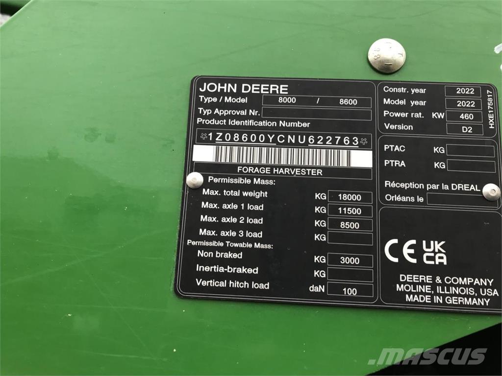 John Deere 8600 Sieczkarnie samojezdne