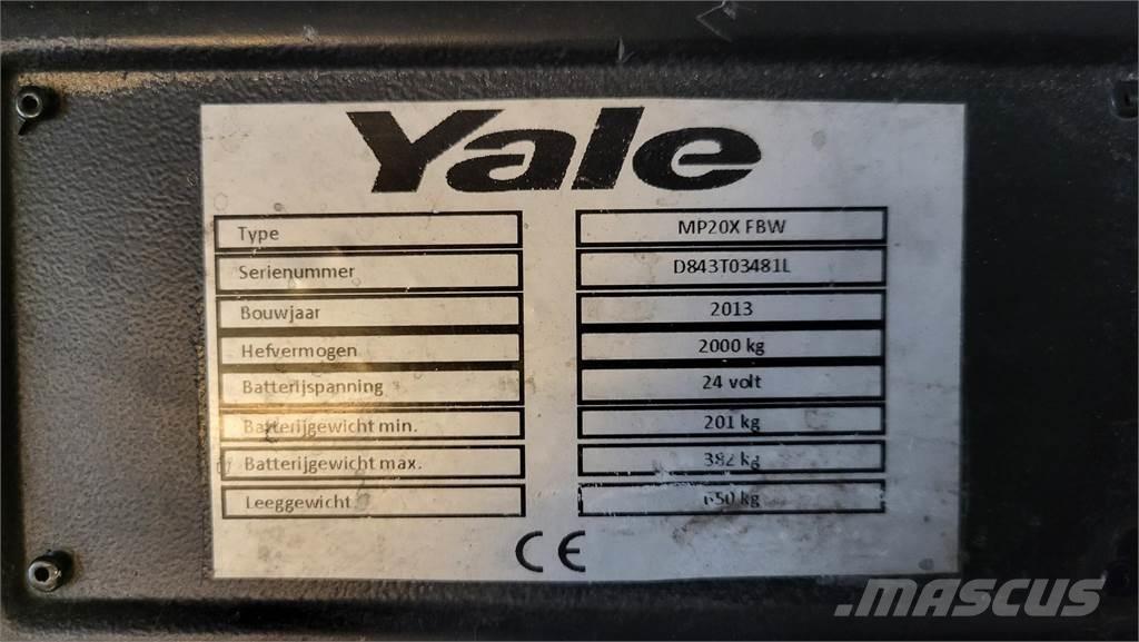 Yale MP20X 2013 Wózki widłowe unoszące z dyszlem