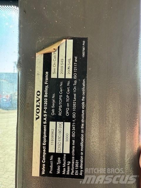 Volvo EC15 C CAB Kabiny i wnętrze