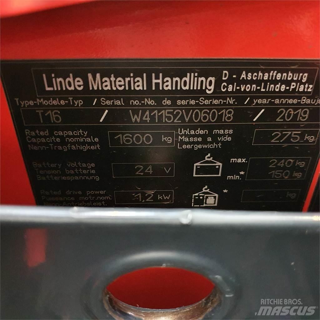 Linde T16 Li-Ion Wózki widłowe unoszące