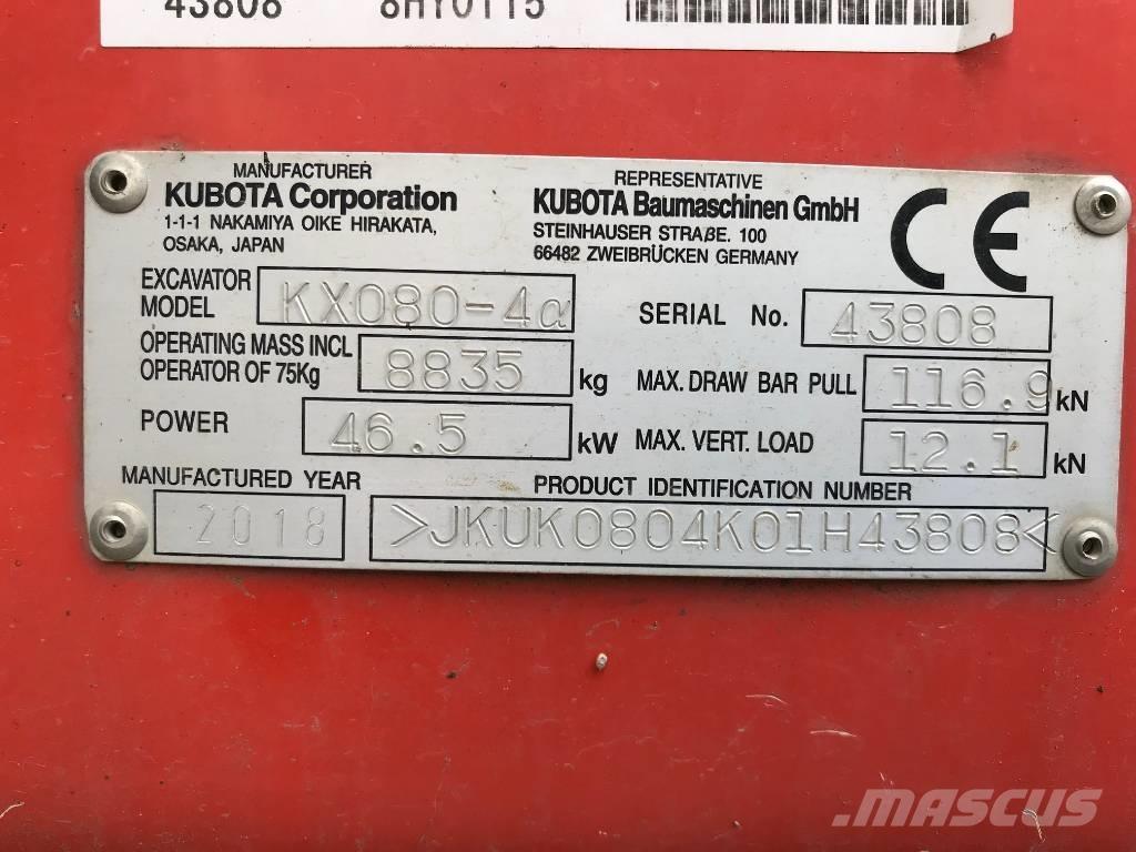 Kubota KX 080-4 Midikoparki  7t - 12t