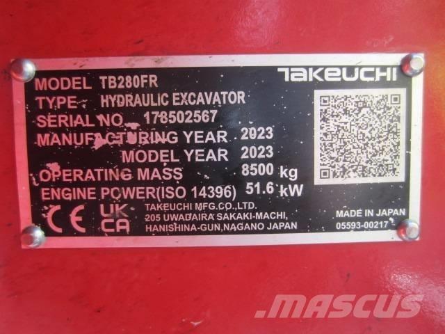 Takeuchi TB 280 FR Midikoparki  7t - 12t