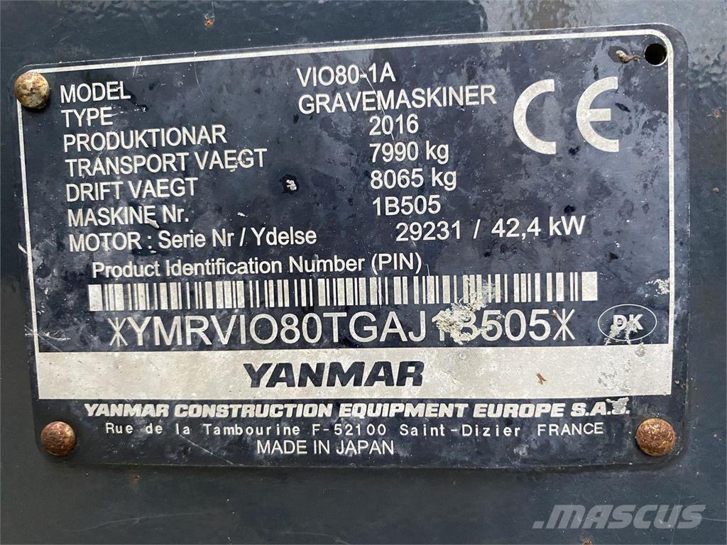 Yanmar VIO80-1A Koparki kołowe